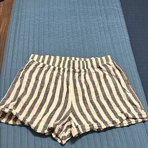 Z Supply High Waist Striped Shorts - blue Gray and Cream